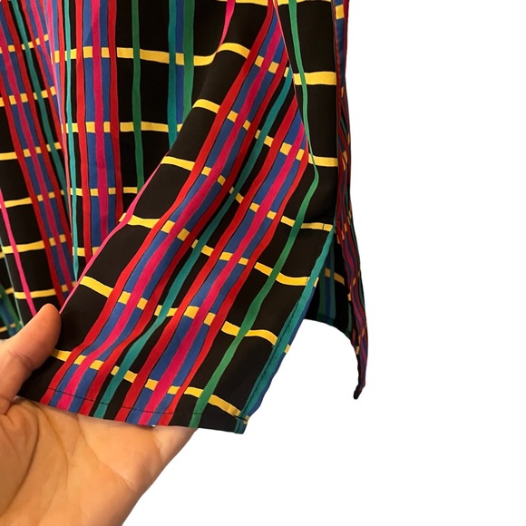 Vintage 90s multicolor plaid button down short sleeved shirt 40/20W - Picture 6 of 8